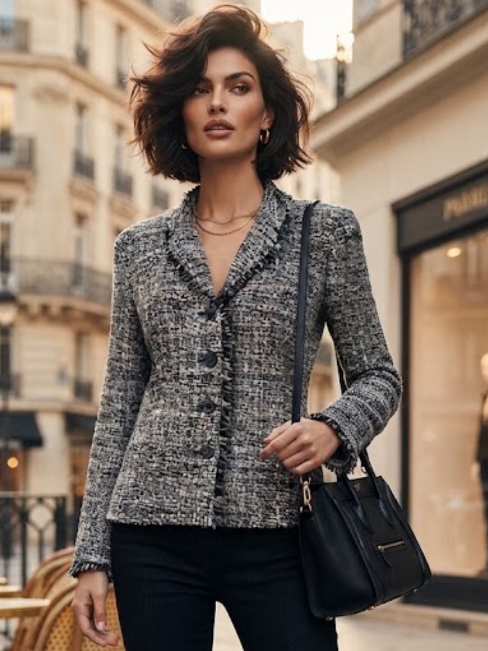 NWOT Talbots black cream wool texture woven blazer